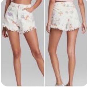 Wild fable button fly womans raw hem tie dye denim boho cottagecore short NWT 4